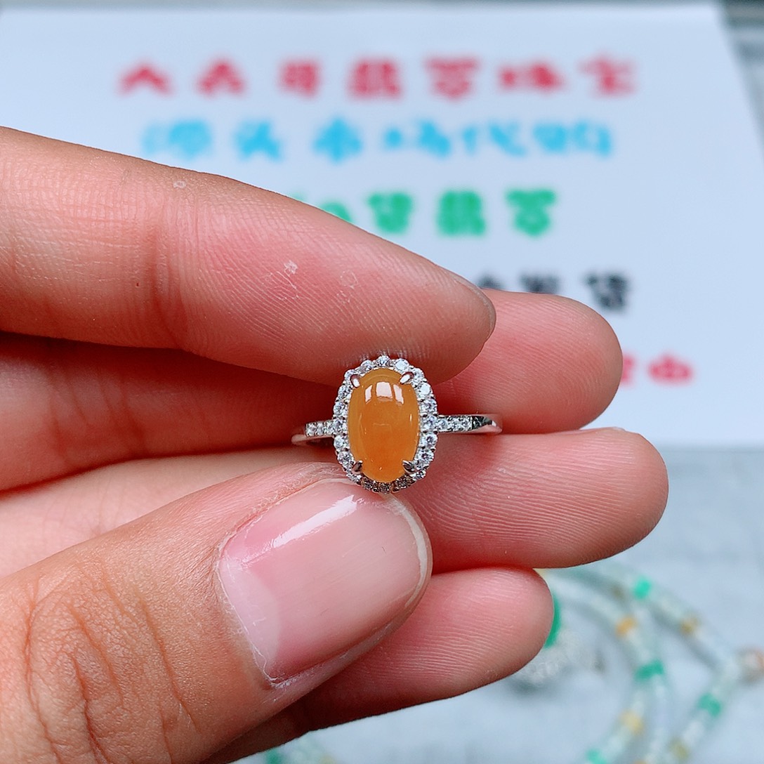 翡翠银S925镶嵌戒指94号