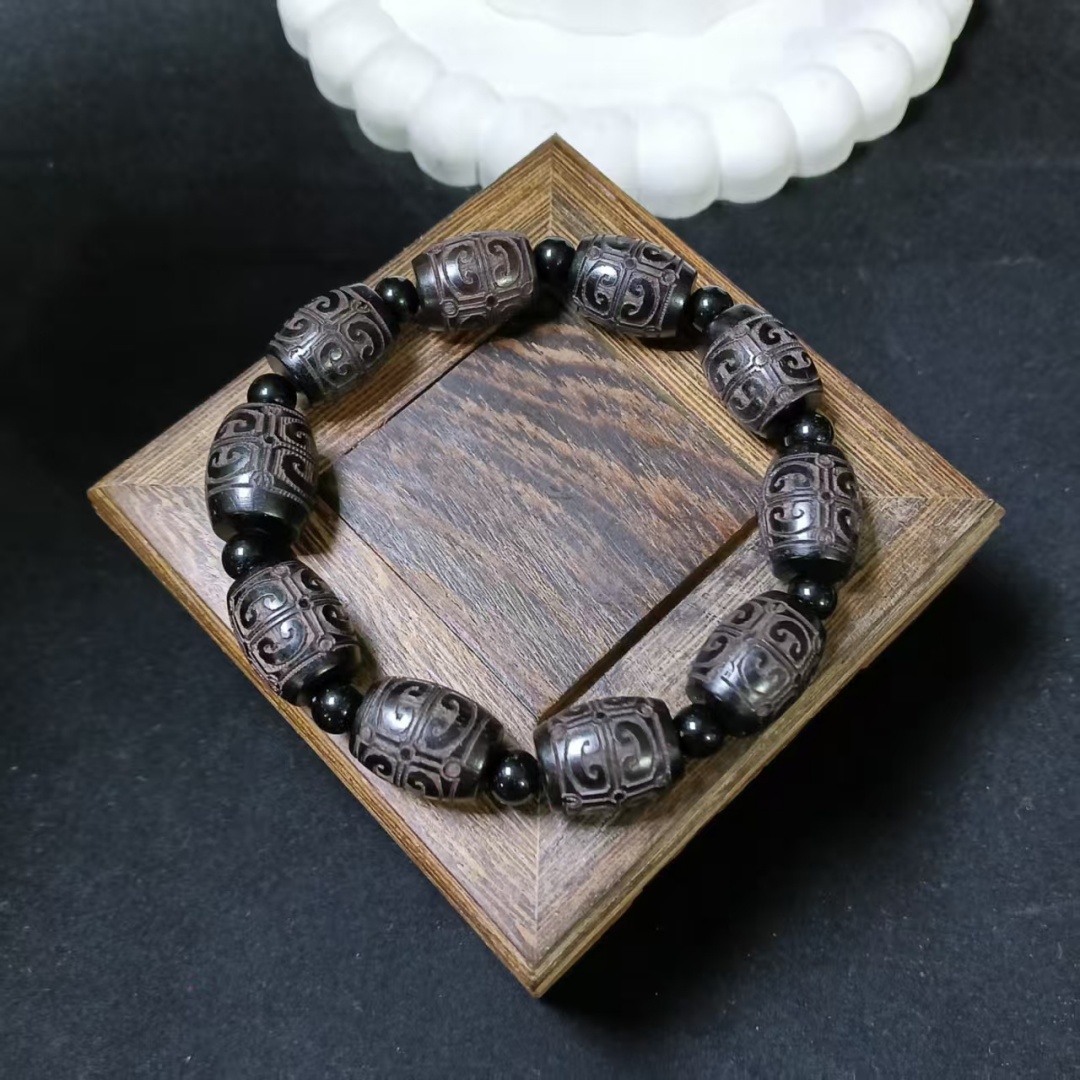 S1585紫光檀祥云单圈精美手串无礼盒