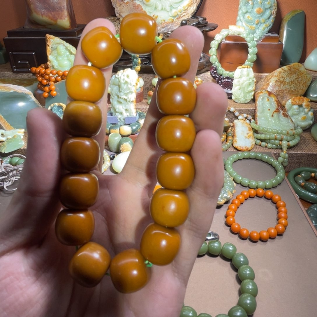 透闪石质玉手链 15 16未镶嵌