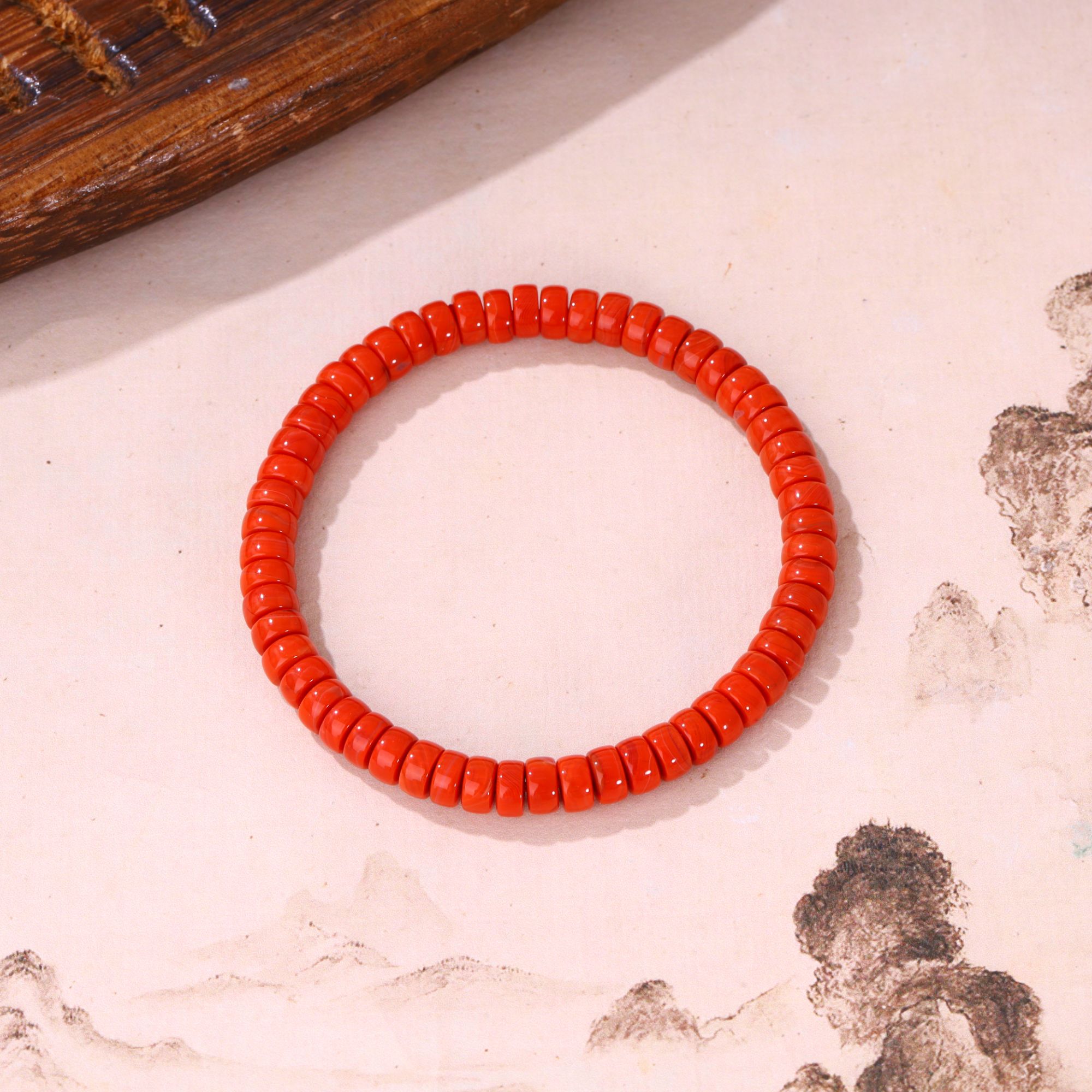 【不二】卷王-滴水洞高抛亮光-保山南红直切手串6mm（多样性发）