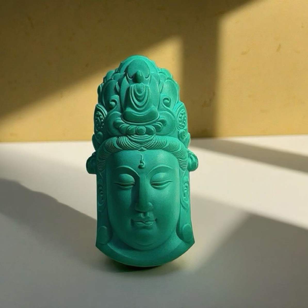 湖北天然原矿精品绿松石观音头挂件