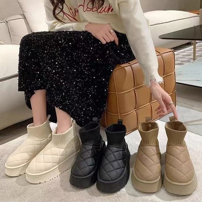 新款冬季雪地靴女短筒加绒面包鞋保暖百搭雪地靴1186