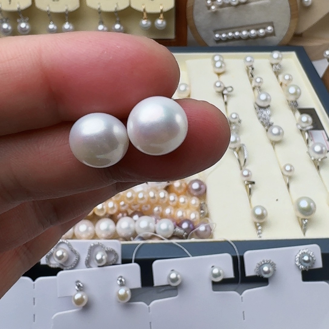 淡水珍珠耳饰银S925镶嵌