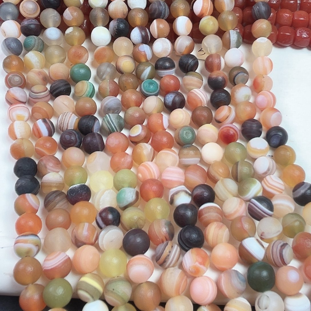 玛瑙/玉髓合金珠宝半成品L32. 老玛瑙一条10mm