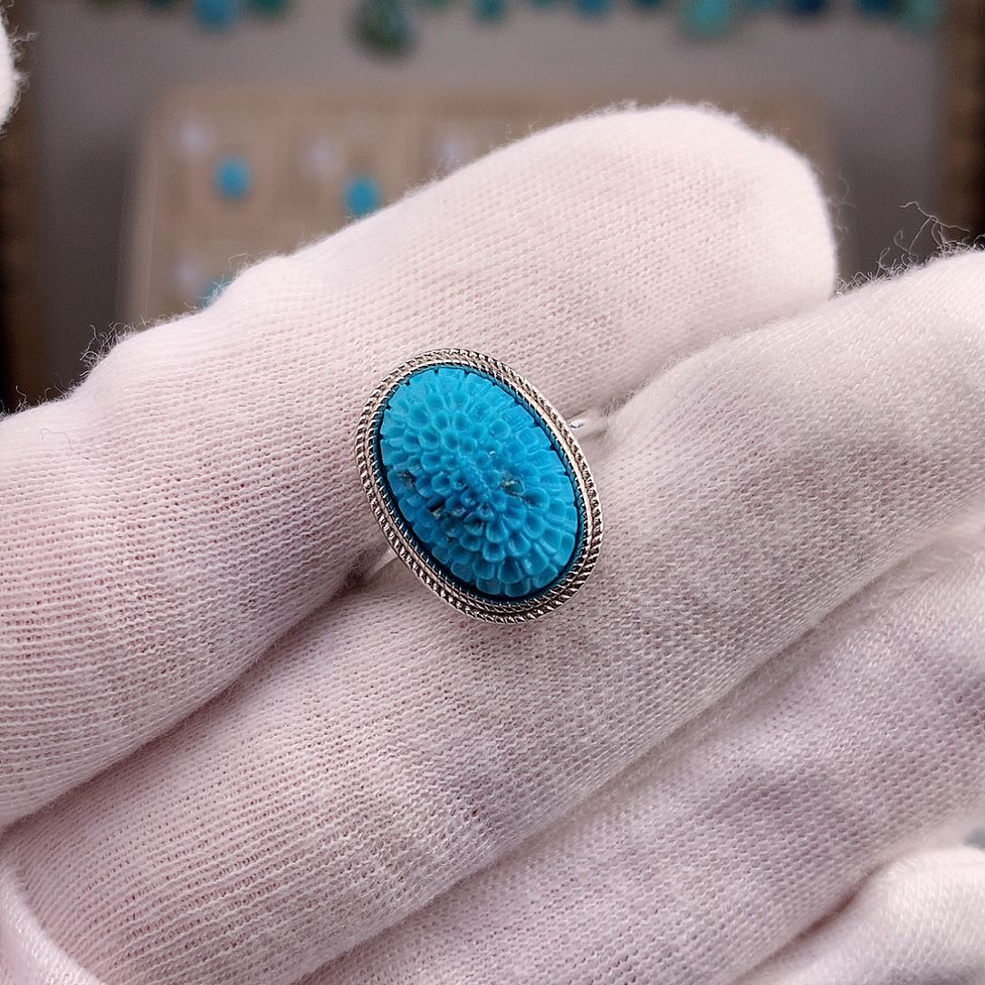 绿松石戒指银S925镶嵌