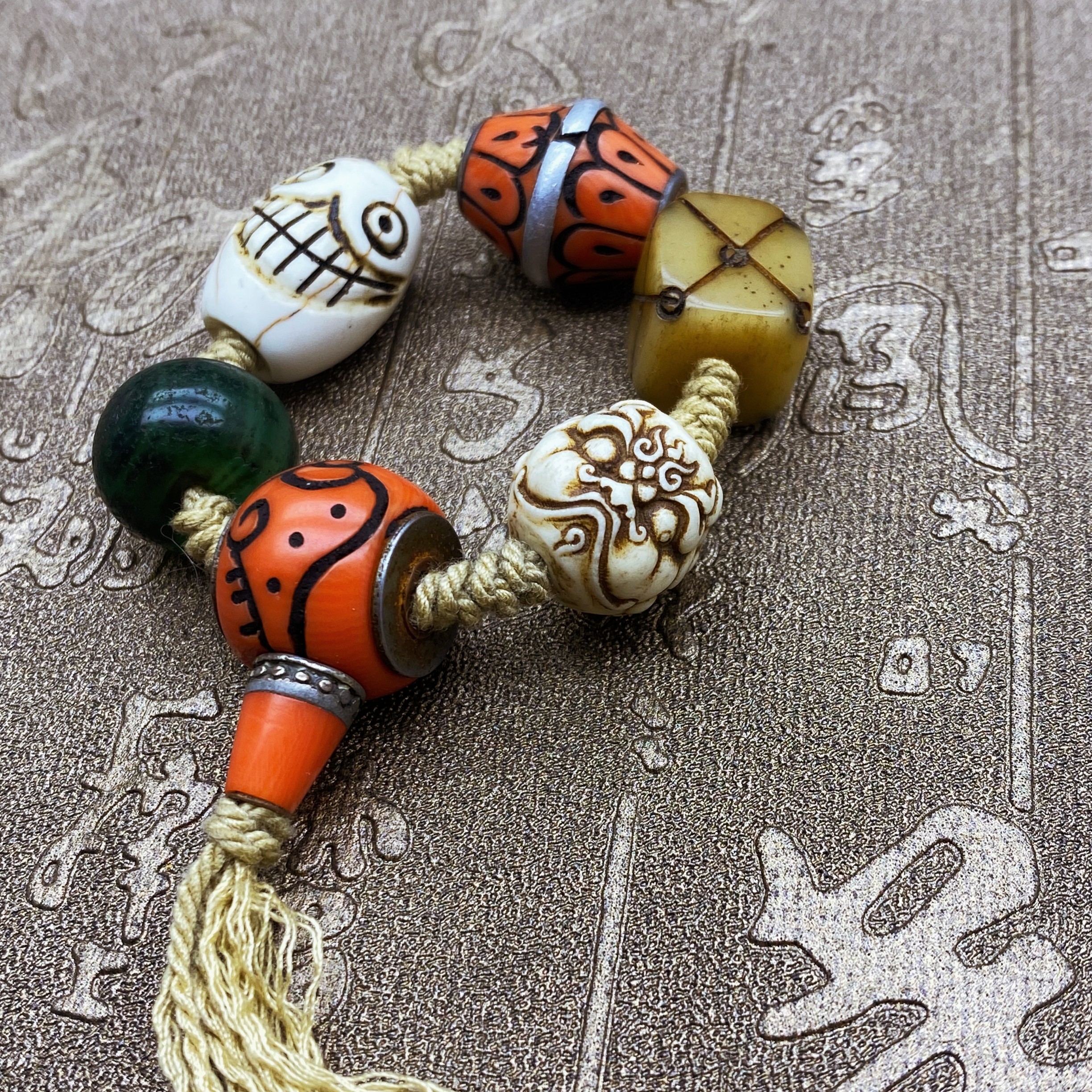 藏式文玩配件三通套装海螺方块咒点海螺款（适合10~15mm）