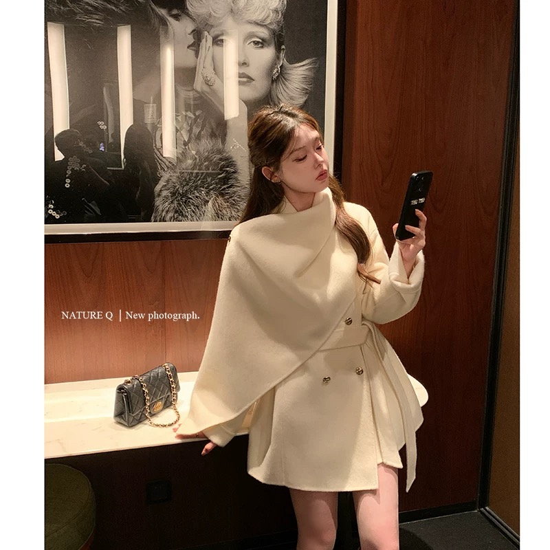 【伦敦画报】25冬季新款大披肩围巾斗篷双面羊毛女韩系千金氛围大衣