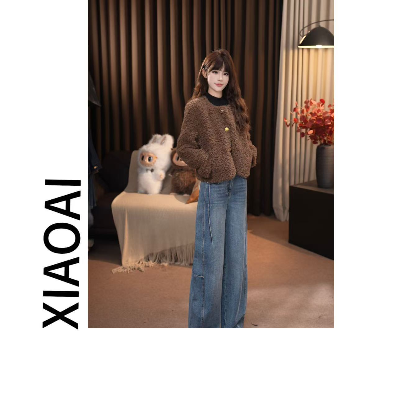 XIAOAI 【摩卡】2025秋冬新款高定时尚显瘦羊毛外套A2668