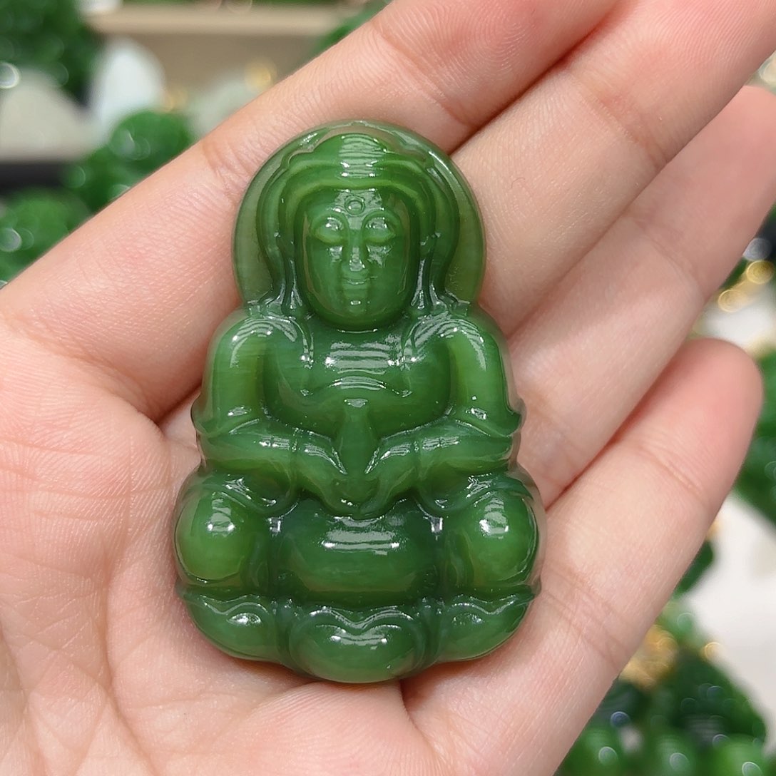 和田玉（碧玉）颈饰18K金镶嵌客户已知 定制款 不退不换