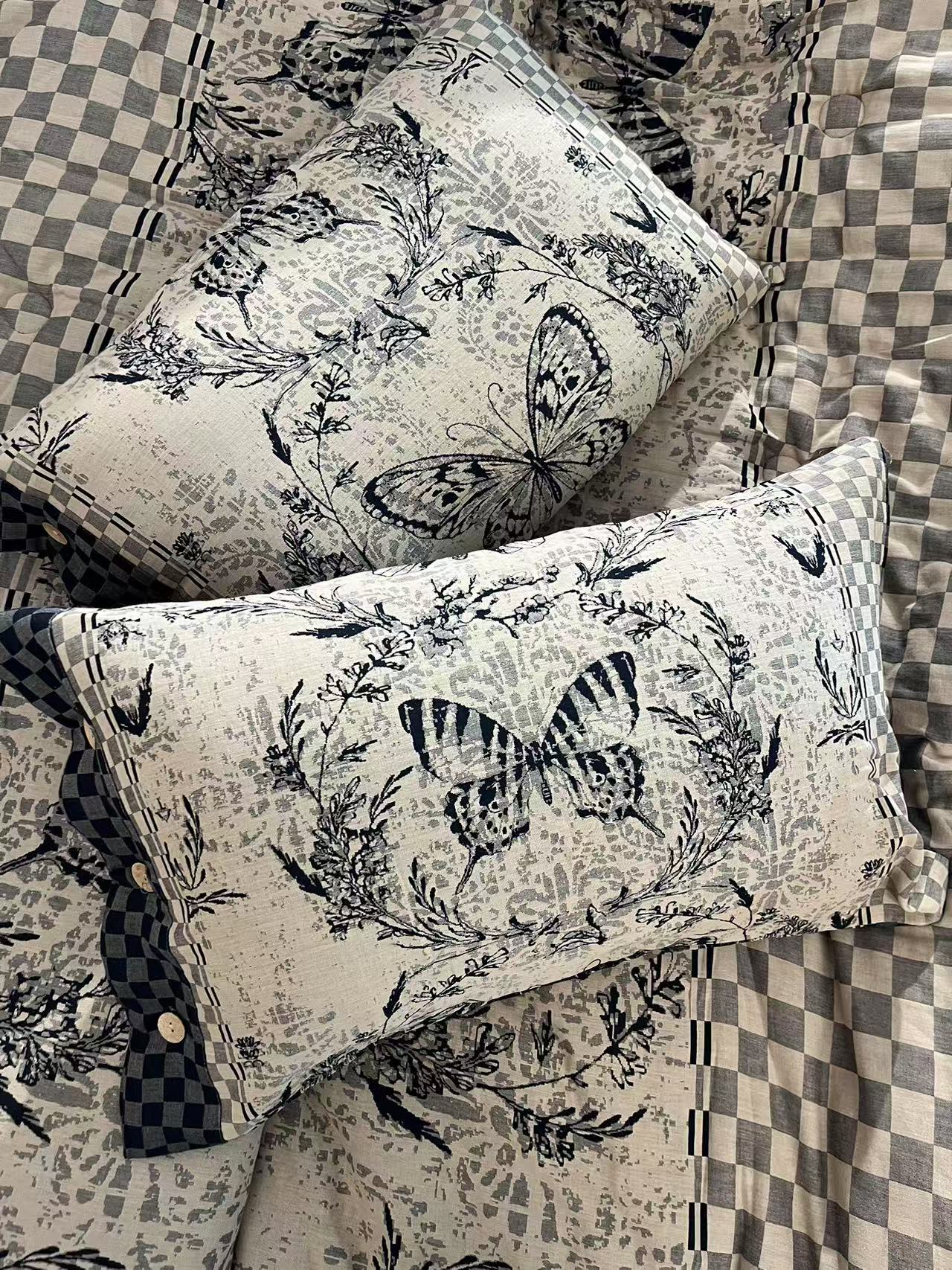 【巴家格】52*78cm新款纯棉纱布枕套一对装