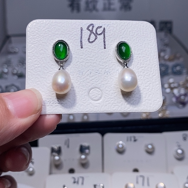 银S925镶嵌耳饰淡水珍珠
