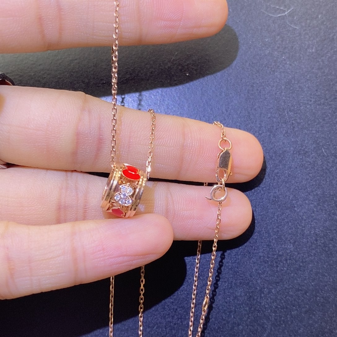 颈饰18K金镶嵌钻石珐琅葫芦项链k玫