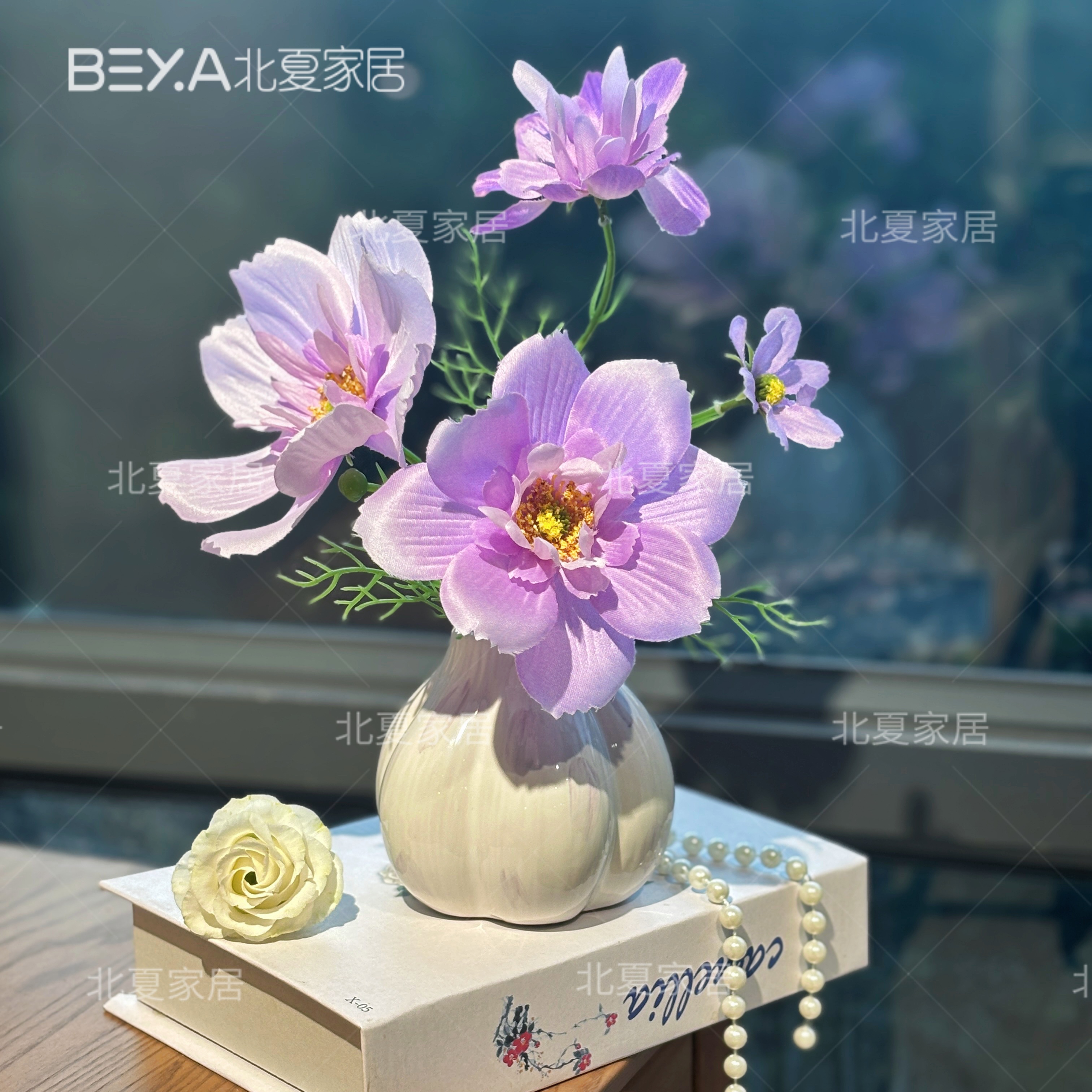 田园自然风仿真花皇后波斯菊小野菊家居装饰插花摆件婚庆假花摆设