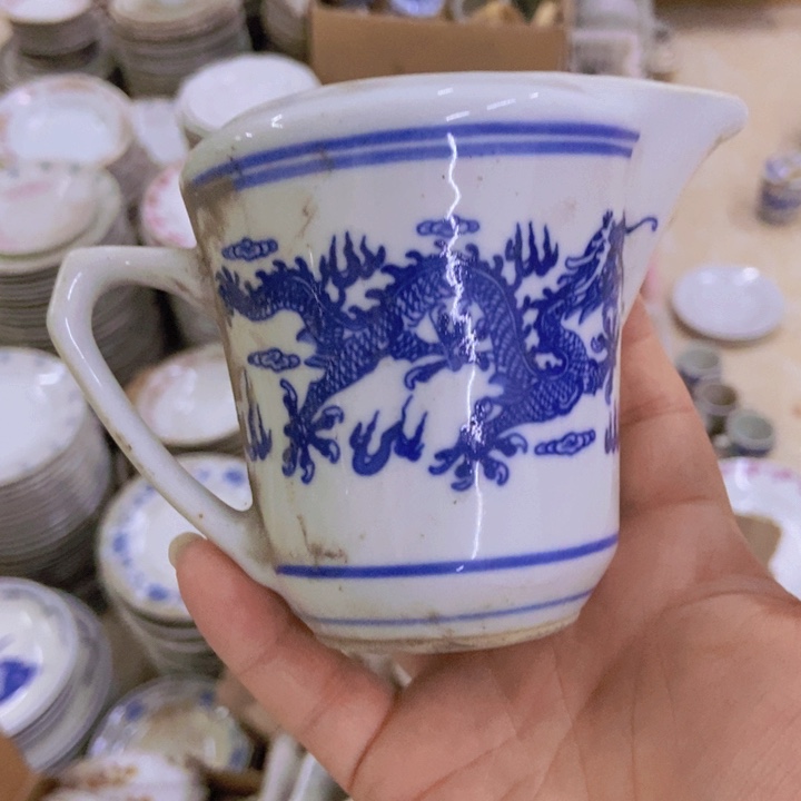 摆件景德镇青花龙纹公道杯