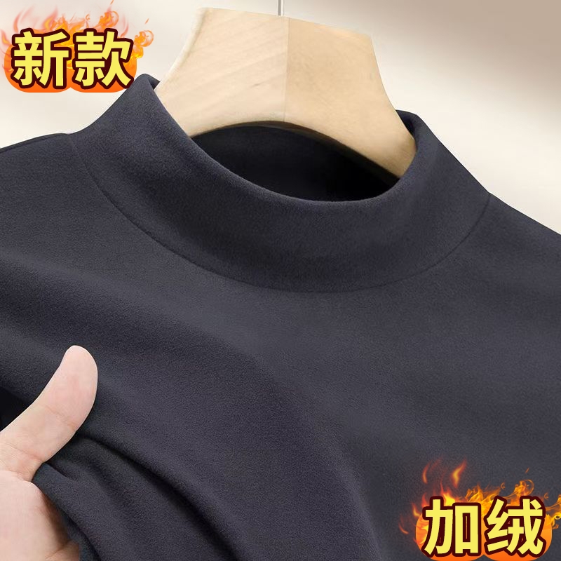德绒长袖秋冬新款港风男士秋冬透气印花T恤加厚内穿内搭打底衫