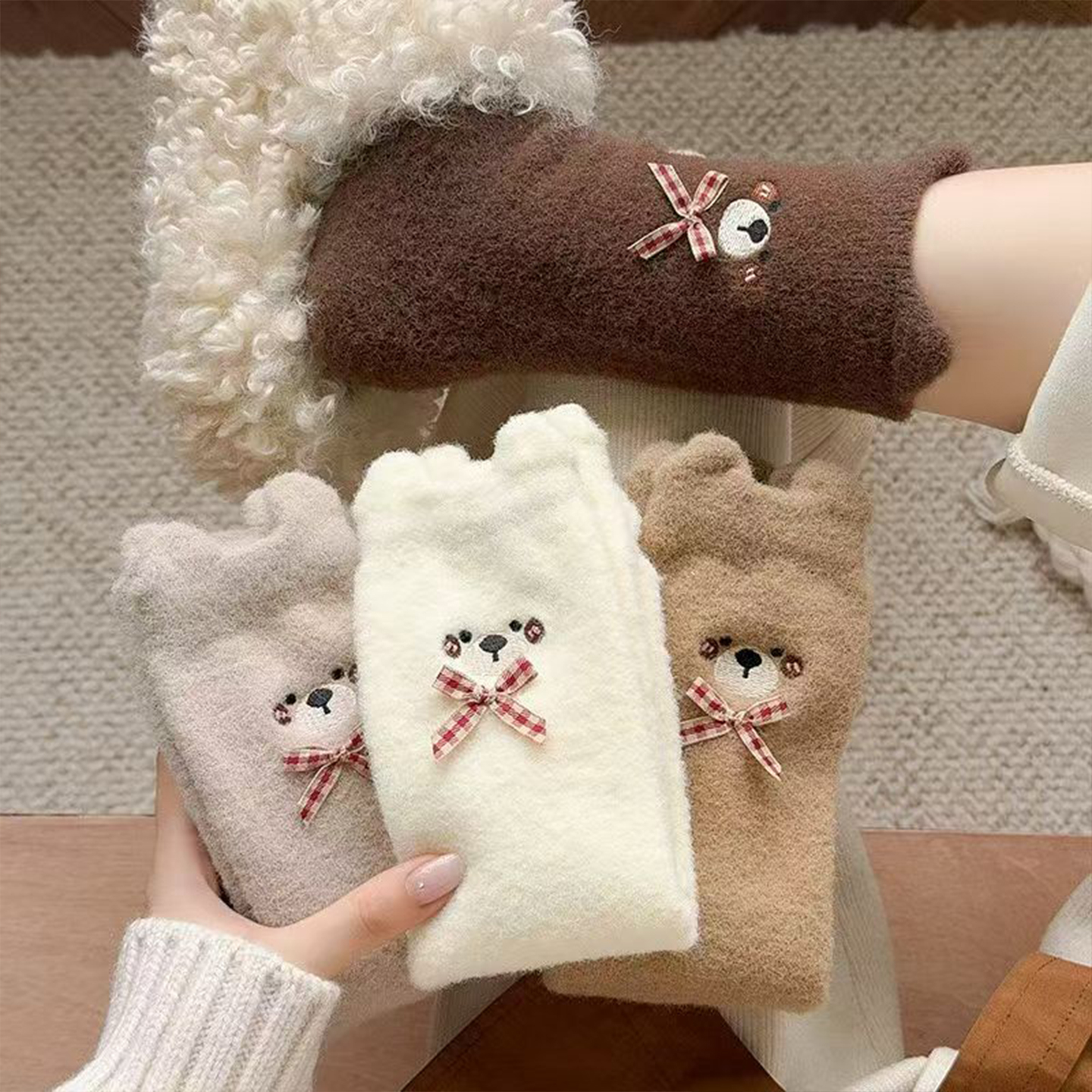 【Laney富婆团】饰品袜纯色袜澳绒袜，拍1拆5，秋冬款中筒袜