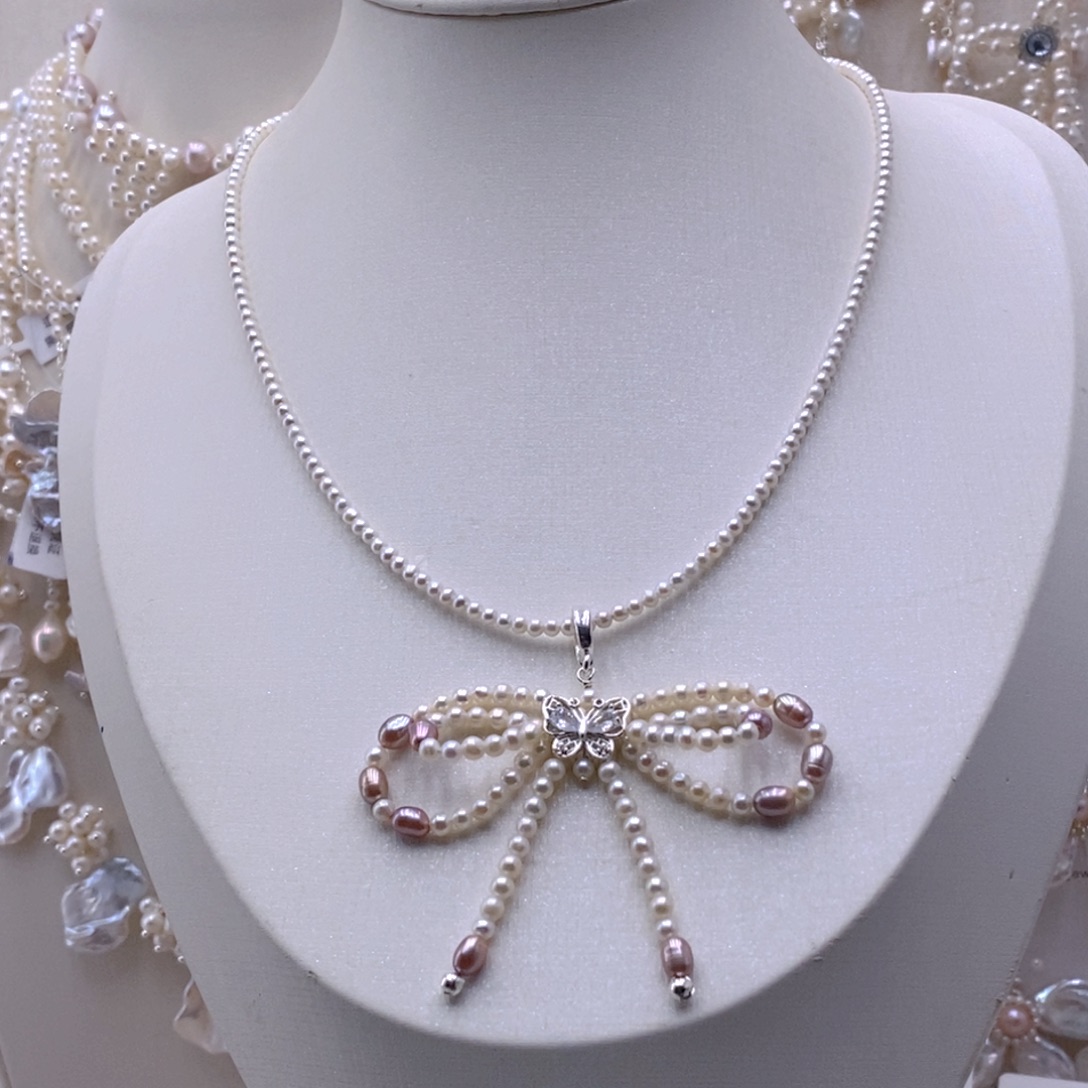 银S925镶嵌淡水珍珠耳饰吊坠