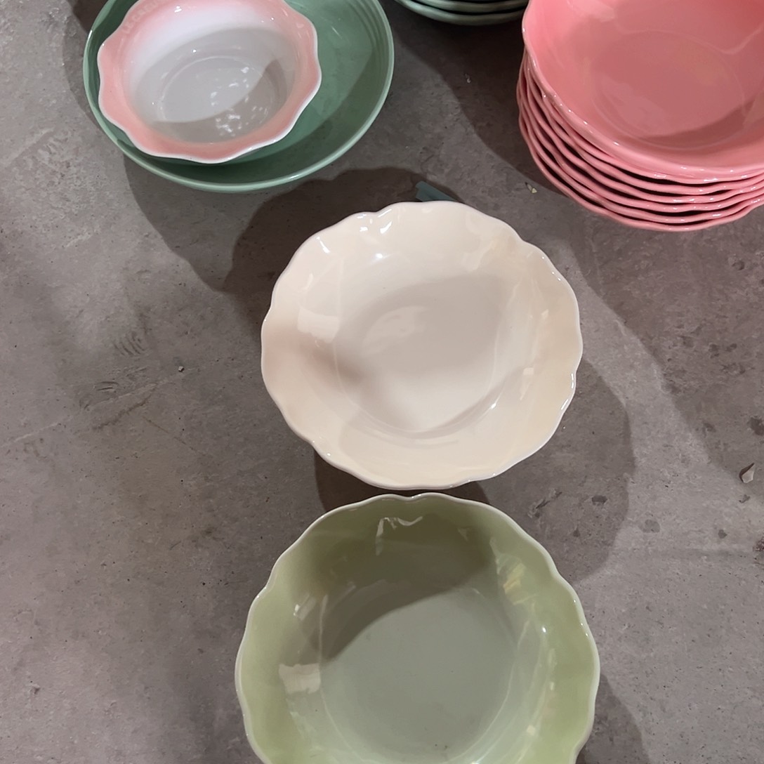 陶瓷 花韵盘 抹茶绿 奶白色