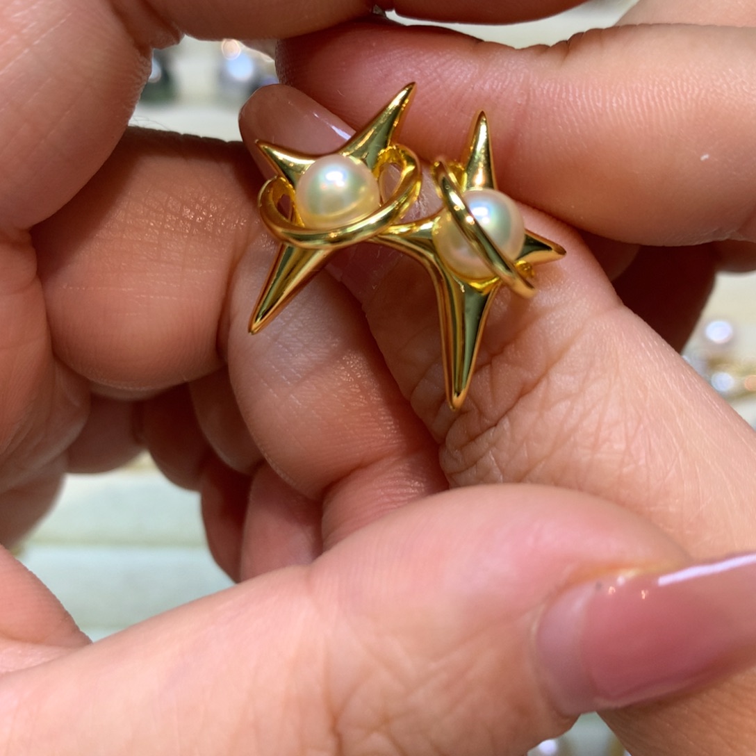 海水珍珠耳饰银S925镶嵌