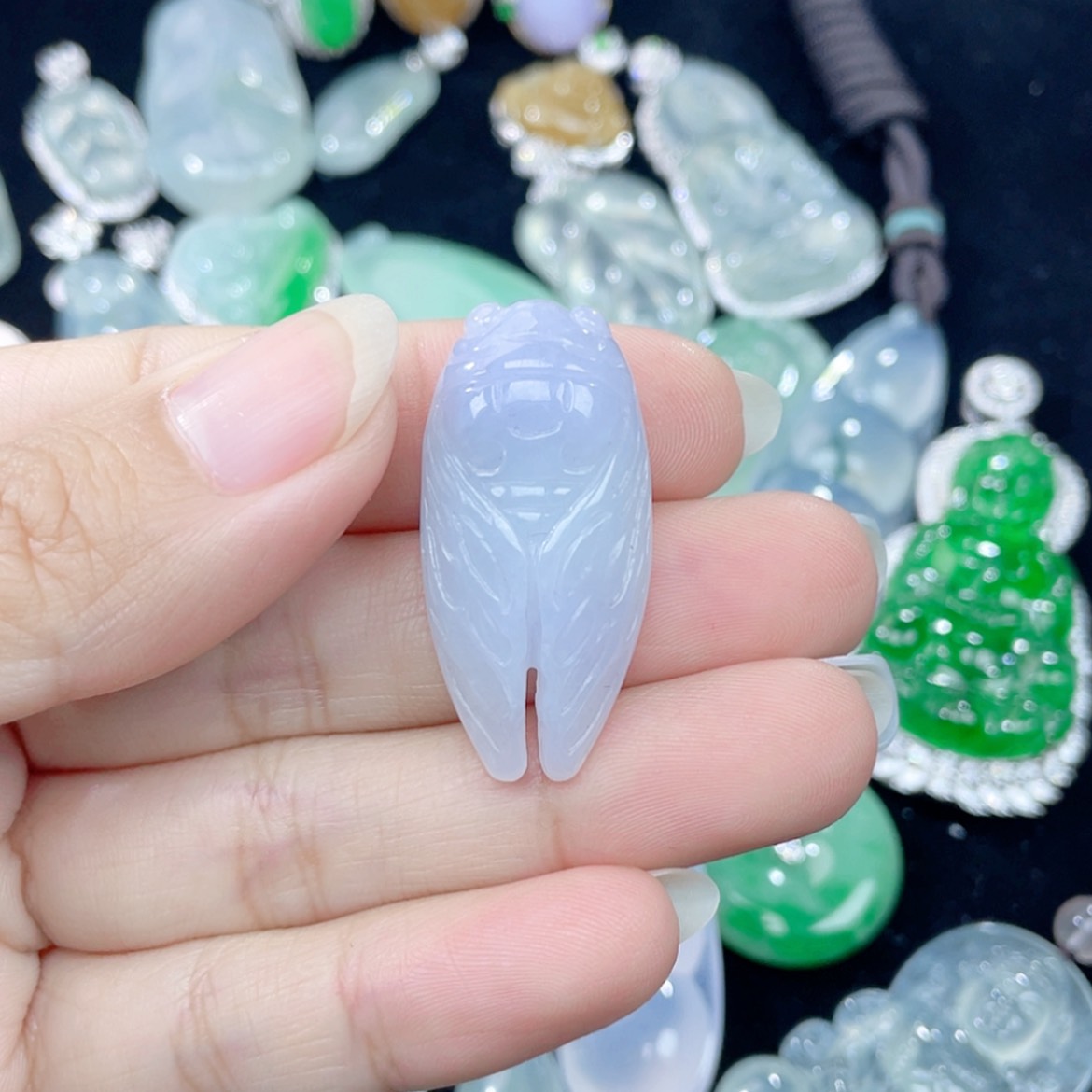 【闪购商品】翡翠颈饰未镶嵌42号 蝉鸣