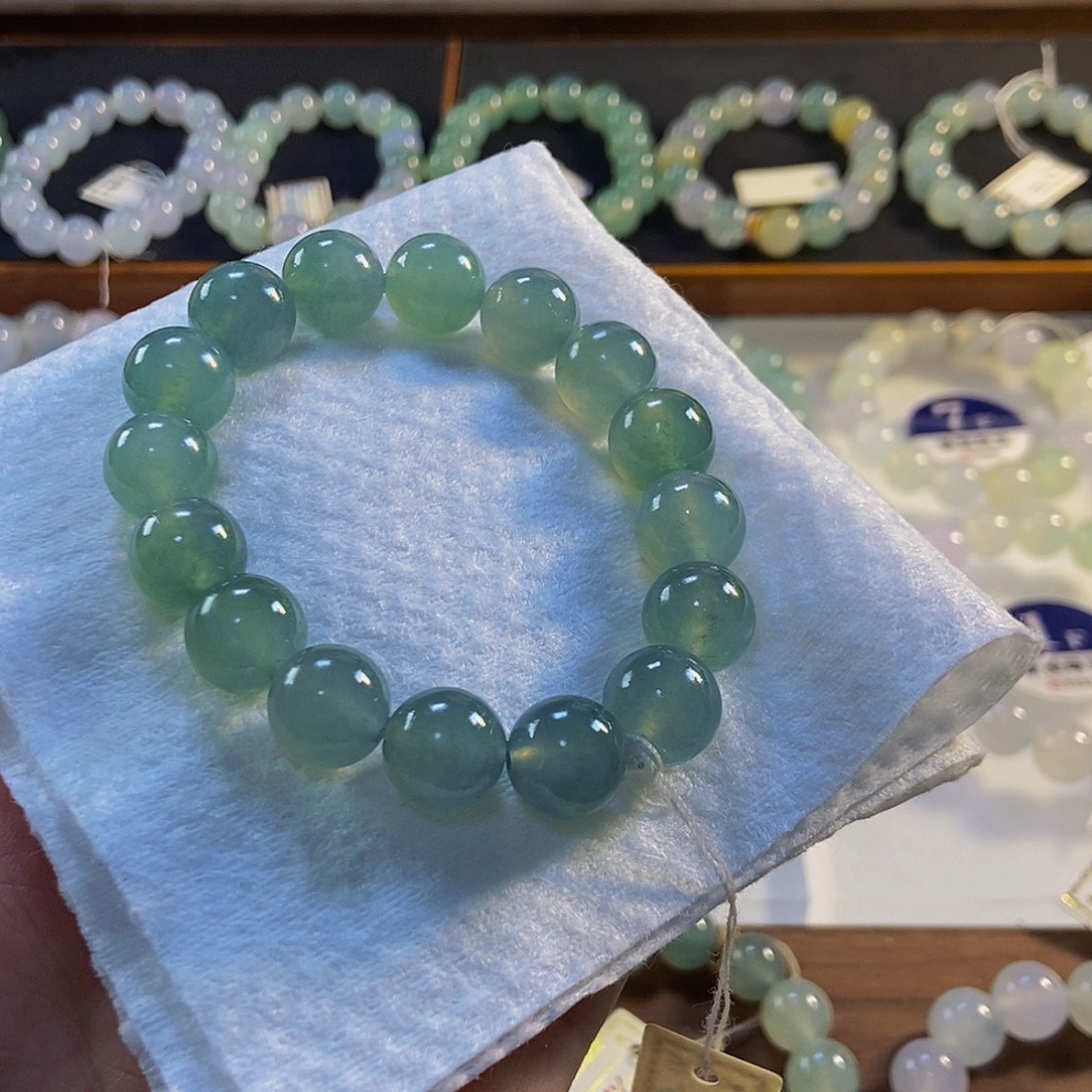 定制翡翠未镶嵌翡翠手串卡12+