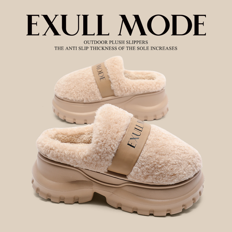 EXULL/依思Q棉拖鞋女款2025新款爆款毛拖鞋女防水台厚底棉拖鞋商品图