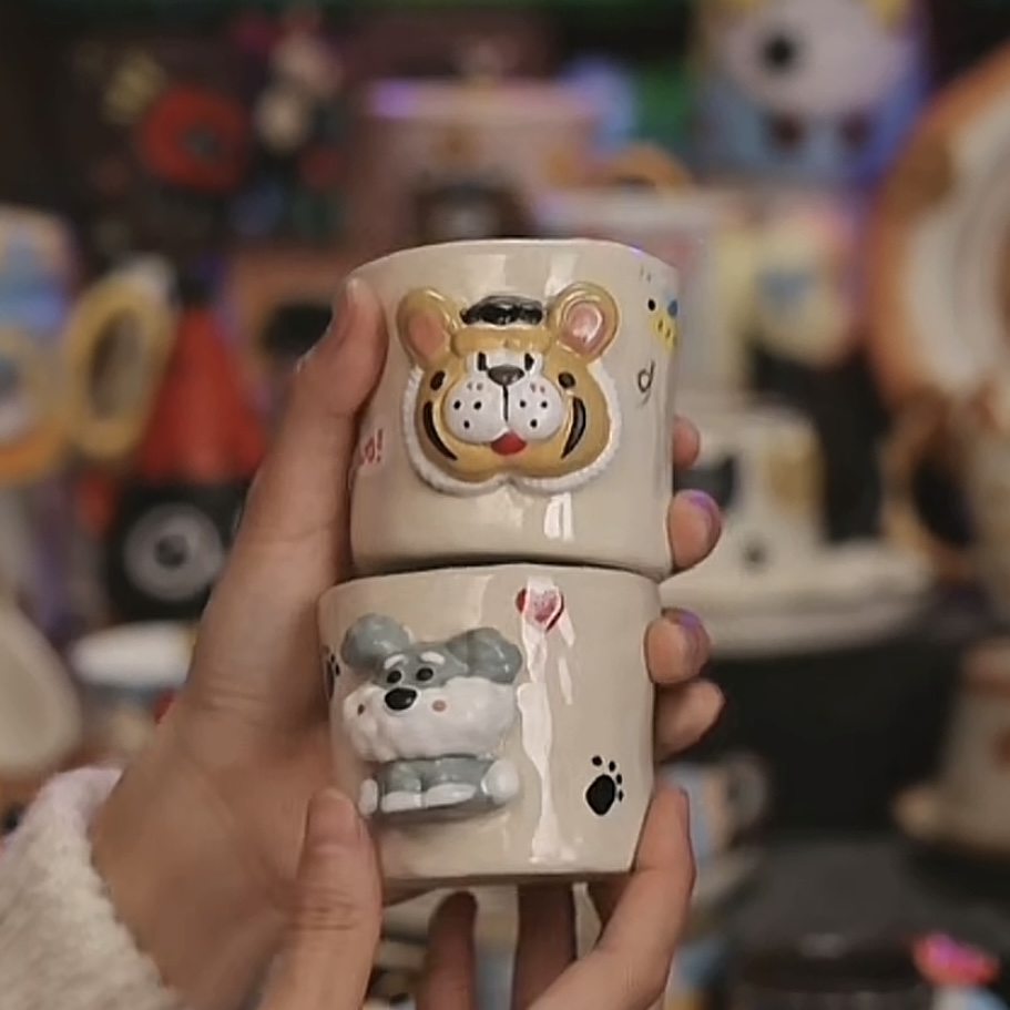 085立体陶瓷小水杯