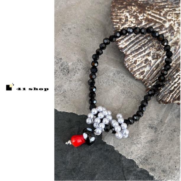 非金属树脂手链 A303韩系东大门蘑菇吊坠串珠手链弹力绳手链百搭