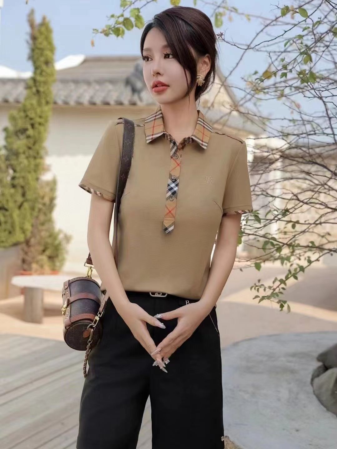 夏季新款休闲修身女士透气半袖POLO衫1209