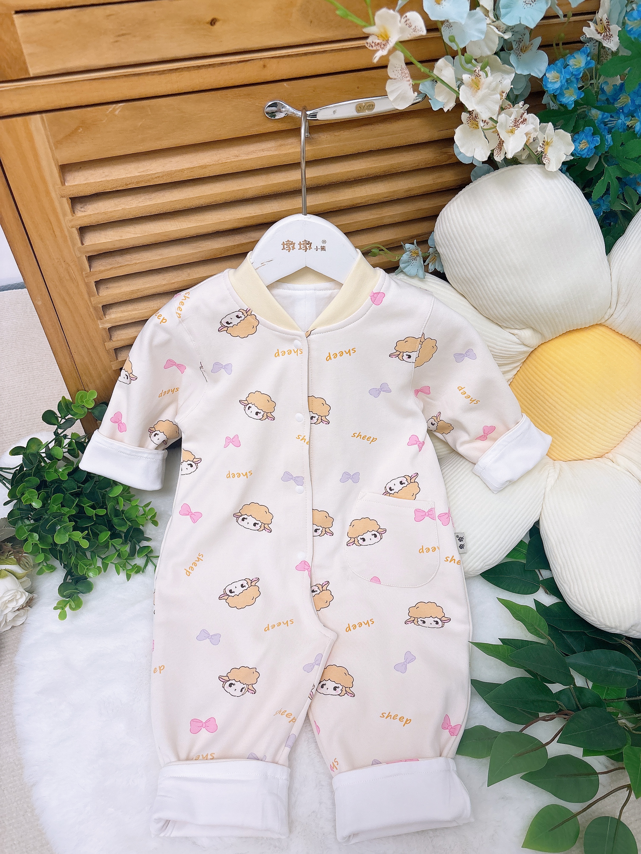 【双层】婴儿连体衣春秋款宝宝纯棉卡通开裆长袖哈衣儿童长袖爬服