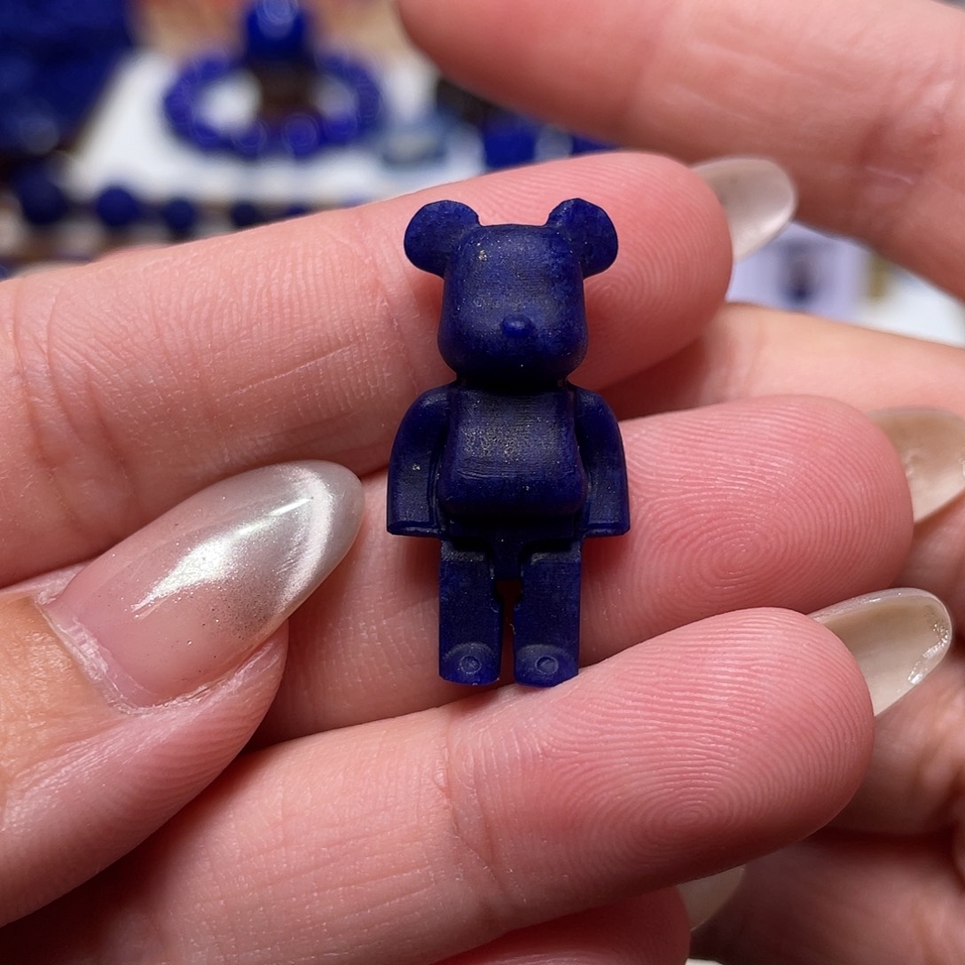 青金石未镶嵌精品小熊雕刻