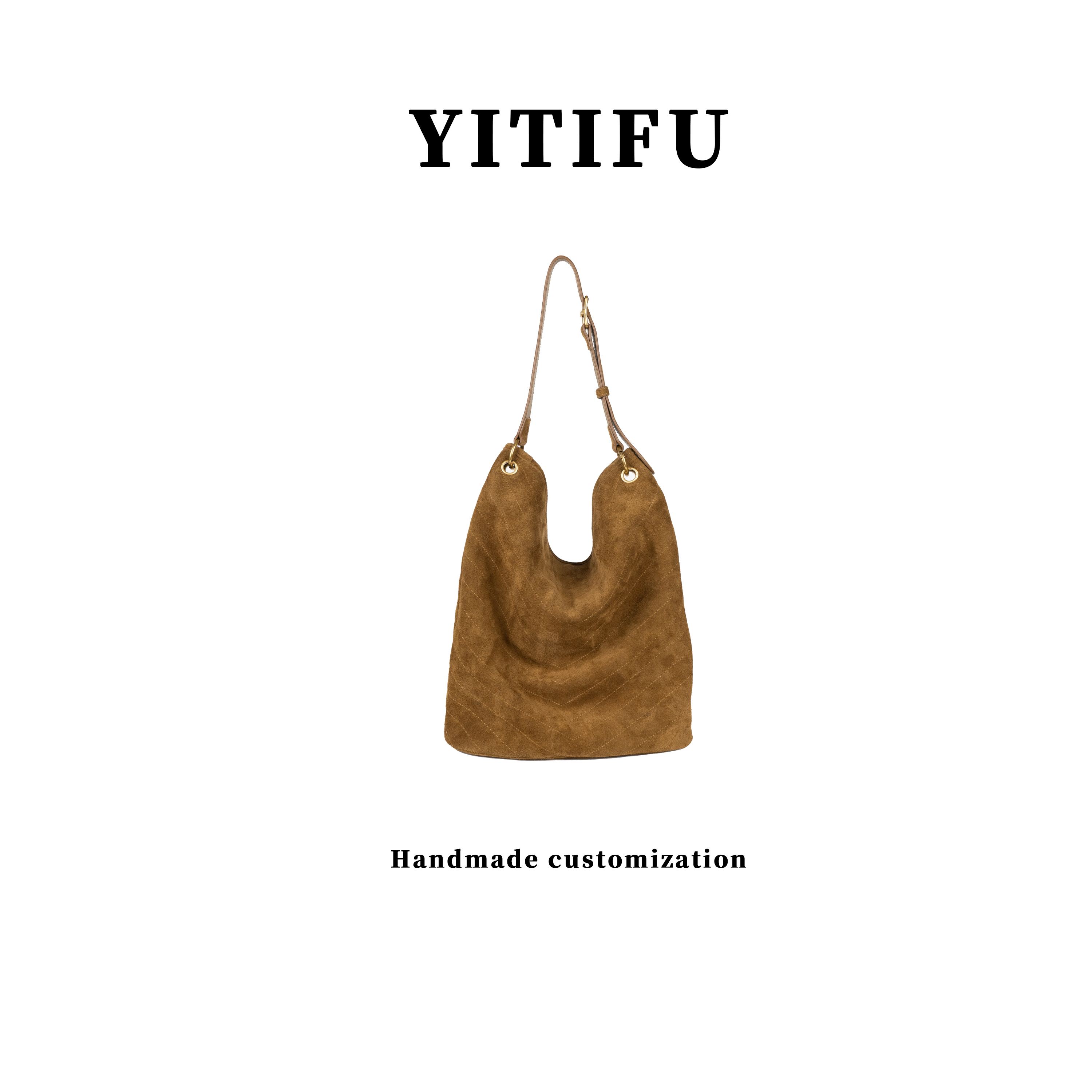 YITIFU【Y家-水桶包】牛皮 绒面革 磁吸扣 单肩 女包 大容量 托特包