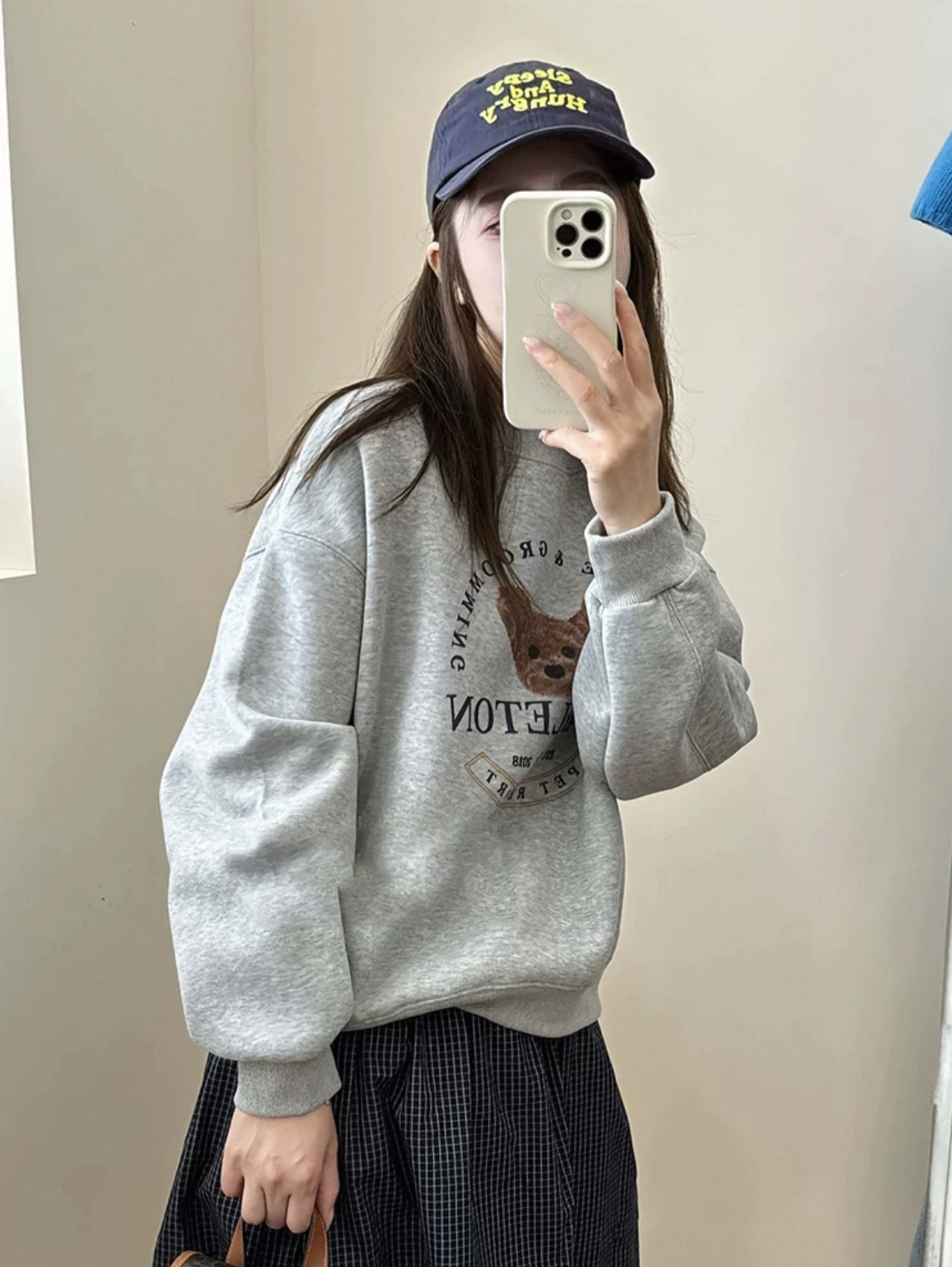 小朵家 XFYD.“卡通小狗”ins#韩单卡通字母套头卫衣049