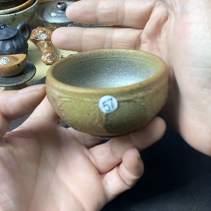 杯手工粗陶、柴烧茶器