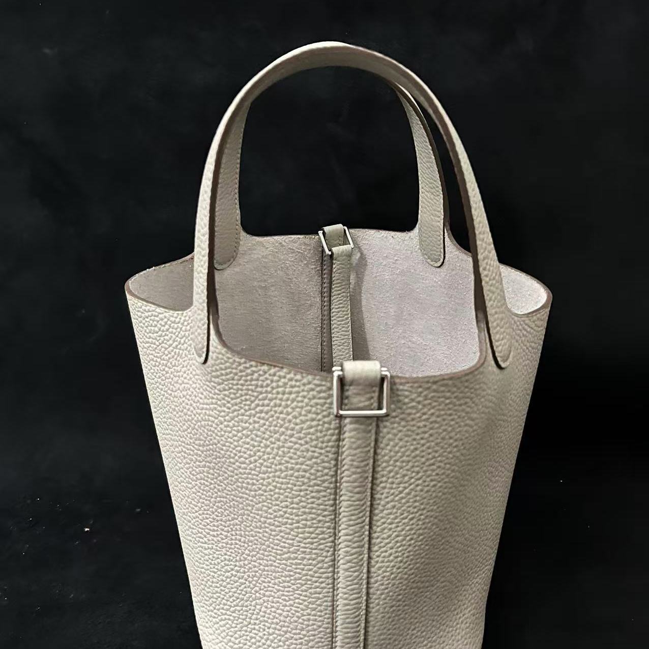 LQ-手工真皮篮子-悉尼经典款篮子-奶昔白色18cm-0001