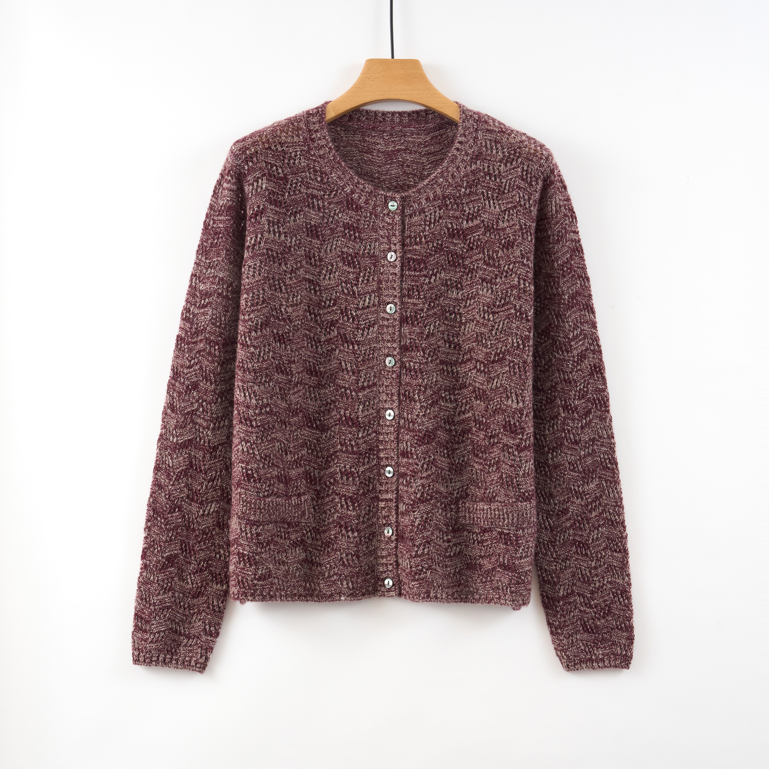 天山甄选XJ【纯山羊绒】百搭红色网红加厚款女士羊绒开衫-YKNL5656T