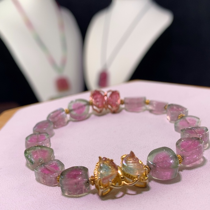 双色碧玺手链未镶嵌