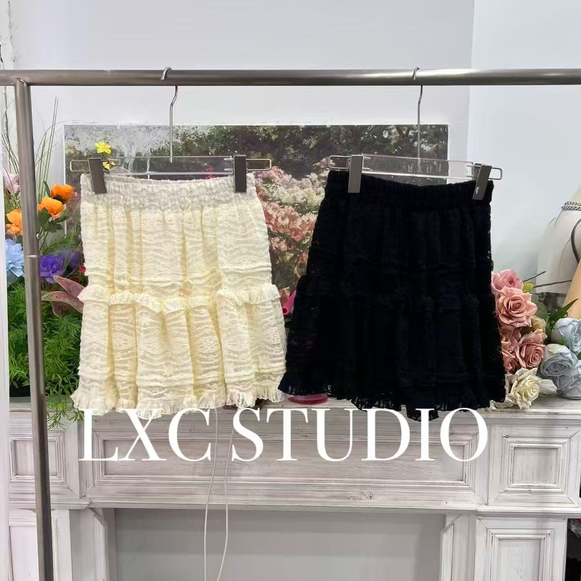 YA【1320】奶香芭蕾·温柔韩以穿搭磨毛蕾丝半身短裙