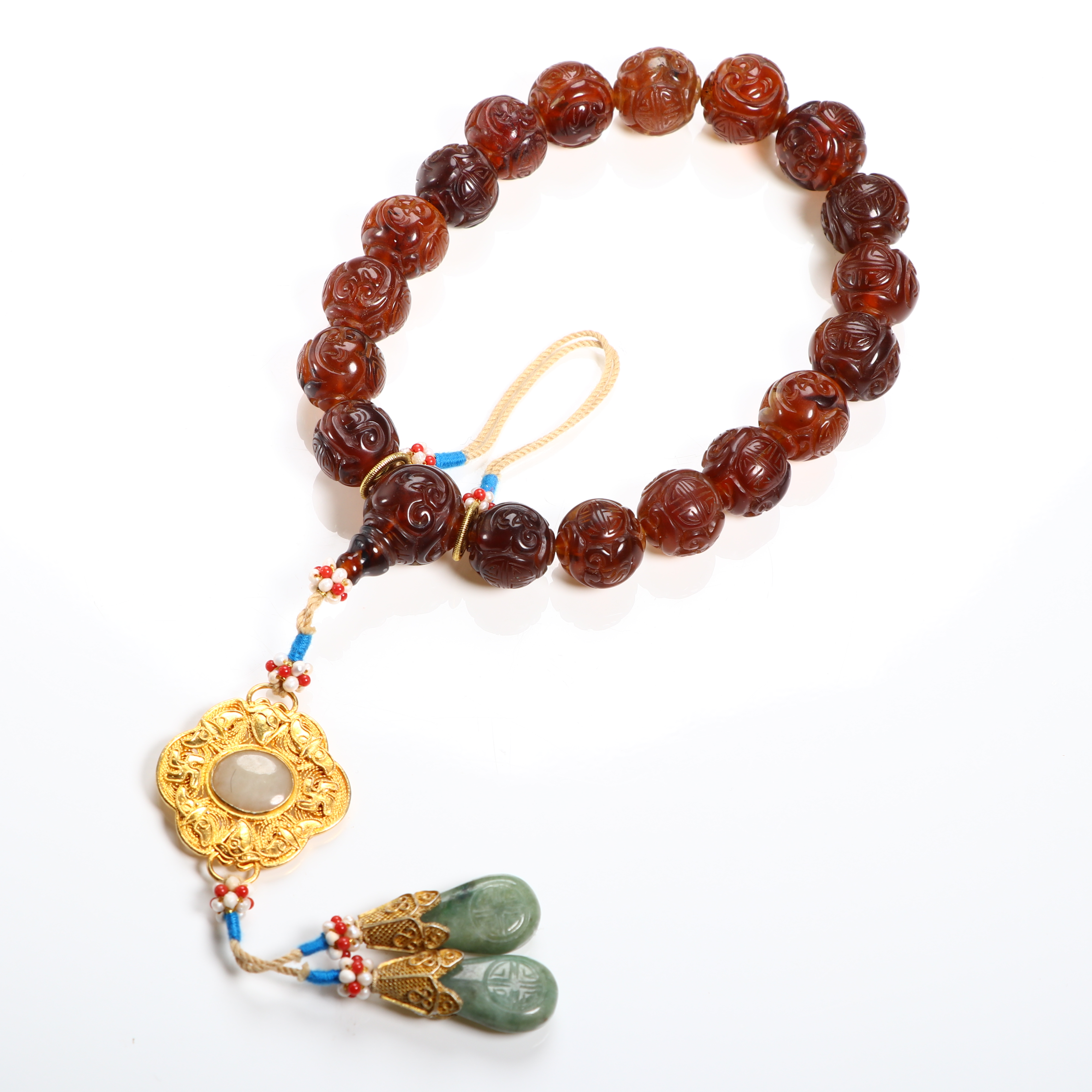 《博古文物》- 琥珀十八子手持-Xx-250224