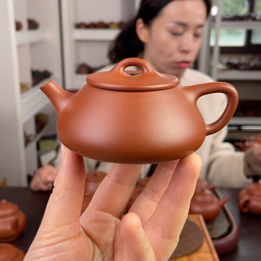 紫砂茶壶朱泥平盖石瓢125cc