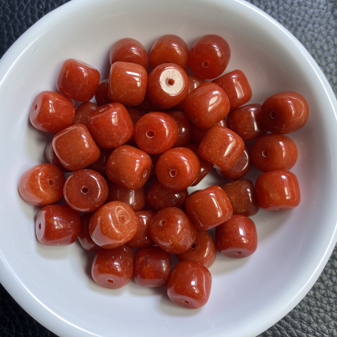 金禧缘珠宝～ C506 柿子南红9×10mm6个5.8元