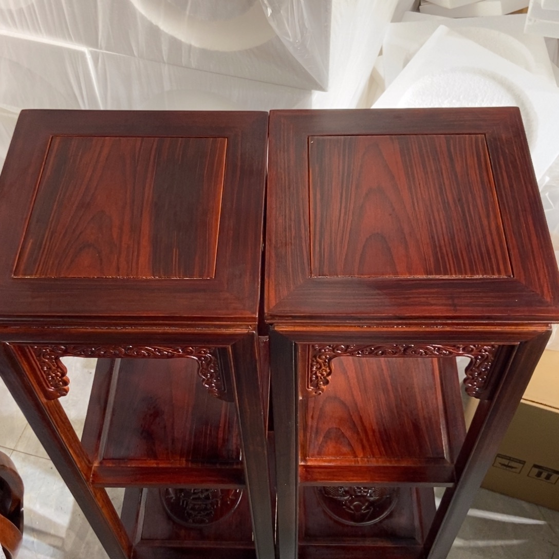 紫檀木类储物柜花架一对