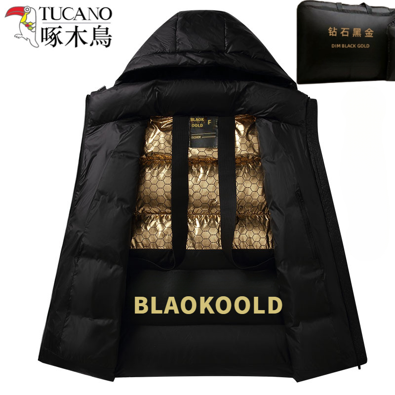 啄木鸟大码黑金服冬季新款防风保暖加厚短款男女情侣外套男