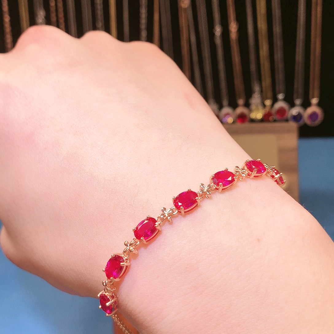 红宝石手链银S925镶嵌