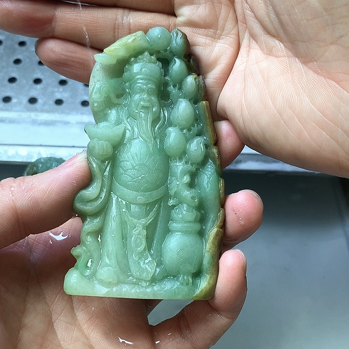 未镶嵌定制翡翠柒*后缅甸翡翠摆件财神爷