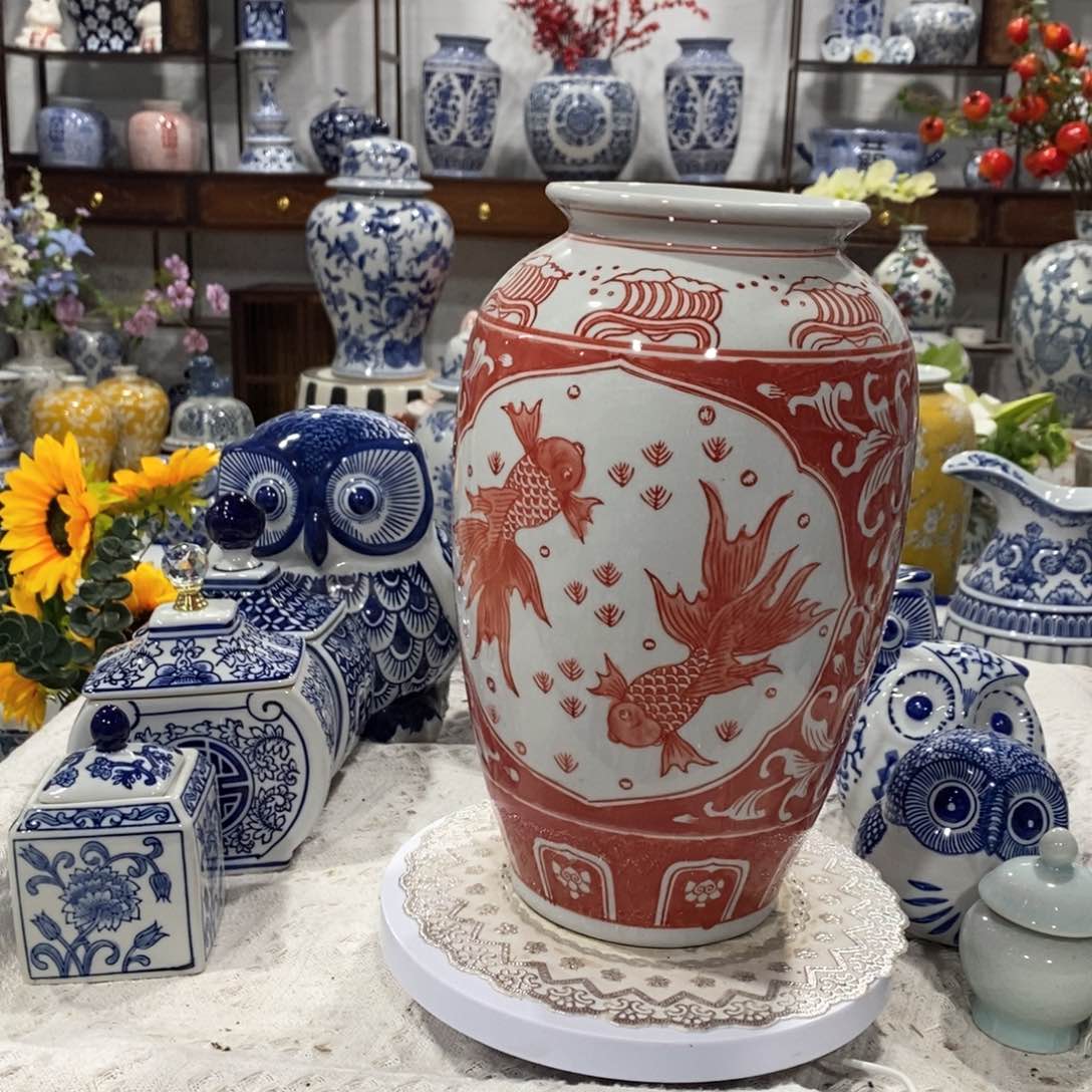 【闪购商品】摆件年年有鱼花瓶摆件。
