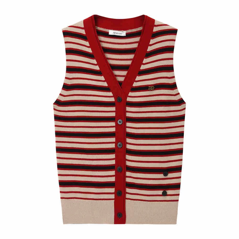 AVVENN 25春夏新款福运蛇撞色条纹背心890UPY买手店