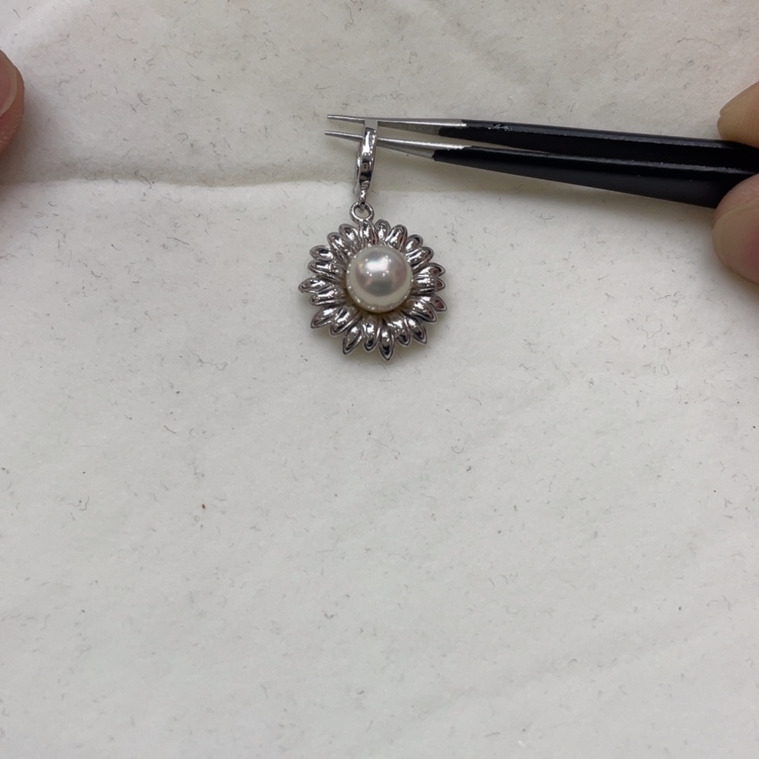 海水珍珠银S925镶嵌吊坠(不含链)