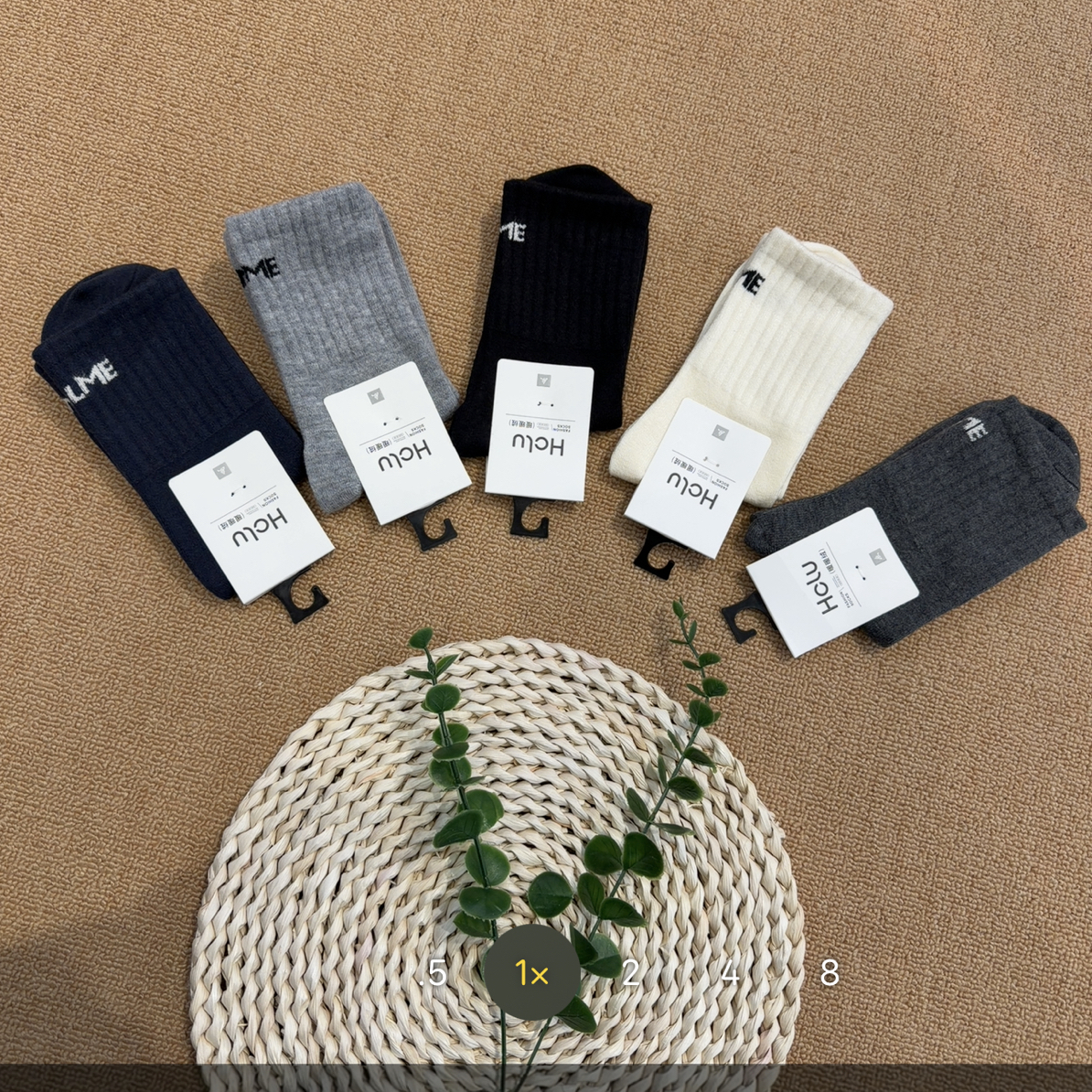 【小妹店】男款中筒字母精纺羊绒袜（5双装）