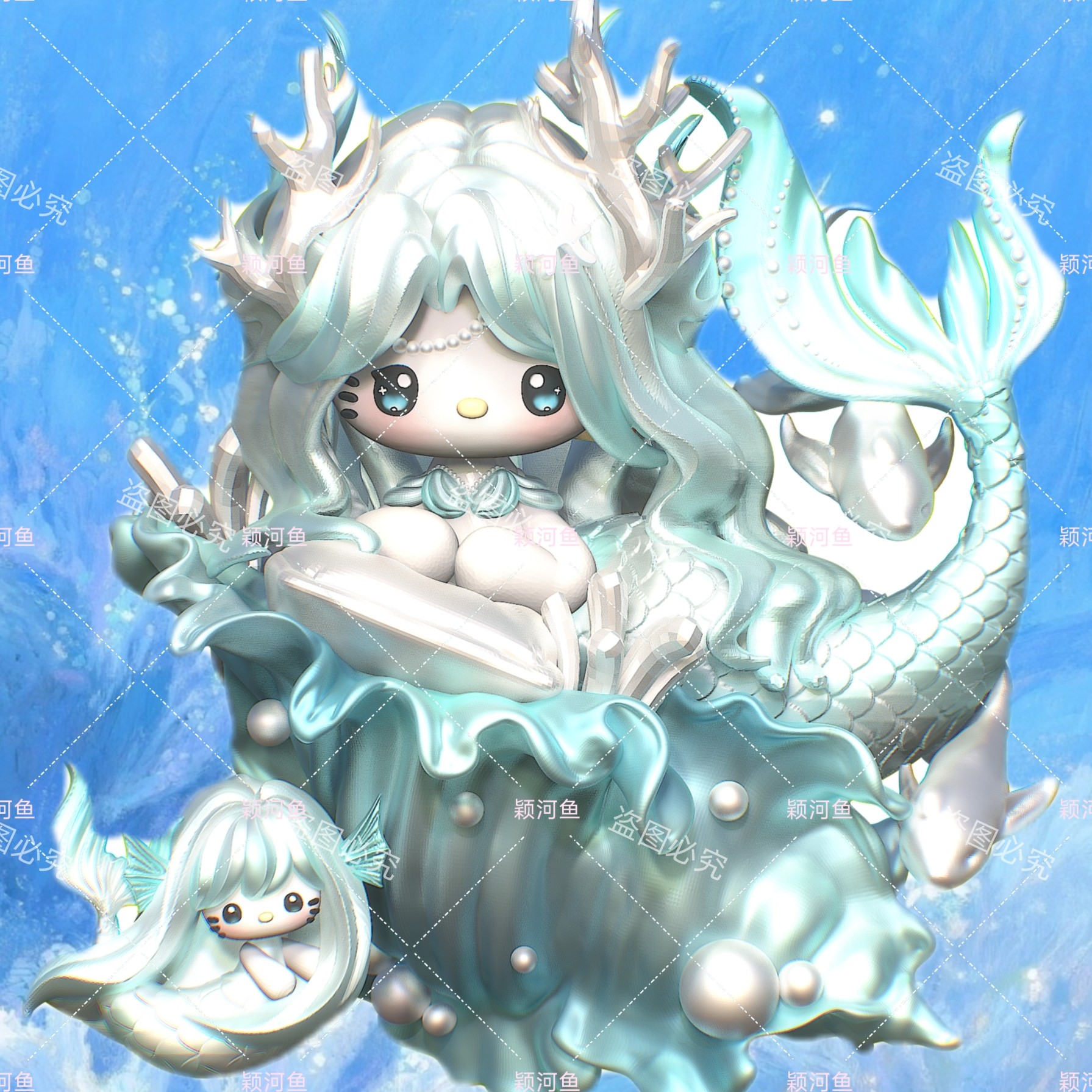 【独家美人鱼Kitty贴纸系列】贴纸手账装饰贴打包材料异形贴纸